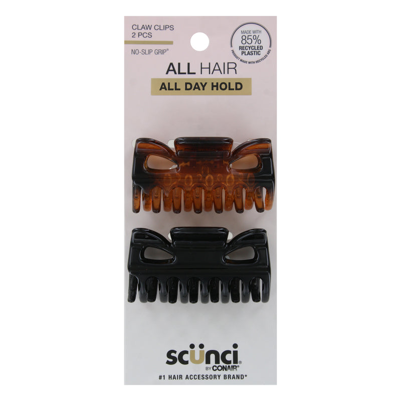 Scunci No-Slip Grip Hair Jaw Clips, Assorted Colors, 2-Count