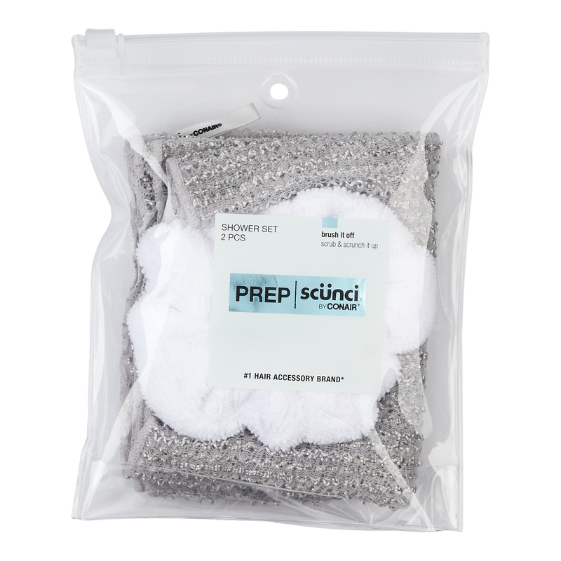 Scunci Prep Towel Scrunchie & Body Scrubber, 2-Piece Set
