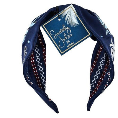 Scunci Sincerely Jules Satin Beaded Top Knot Headband, Blue, 1-Piece