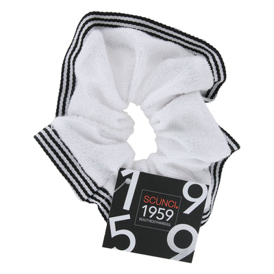 Scunci 1959 Hair Scrunchie with Striped Trim, White/Black, 1-Piece