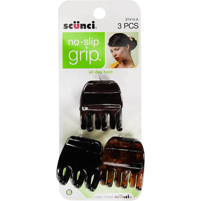 Scunci No-Slip Grip Hair Jaw Clips, Assorted Colors, 3-Count