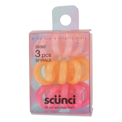 Scunci A Tie Dye & Brights Hair Spirals, Assorted Colors, 3-Pieces