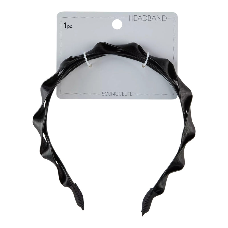 Scunci Elite Faux Leather Twist Skinny Headband, Black, 1-Piece