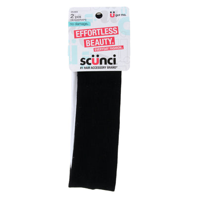 Scunci Effortless Beauty No-Damage Basic Headwraps, Assorted Colors, 2-Pieces