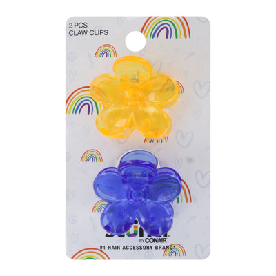 Scunci Flower Claw Hair Clips, Assorted Translucent Colors, 2-Pieces