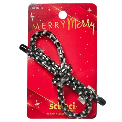 Scunci Merry Black Sparkle on Black Metal Barrette, 1-Count