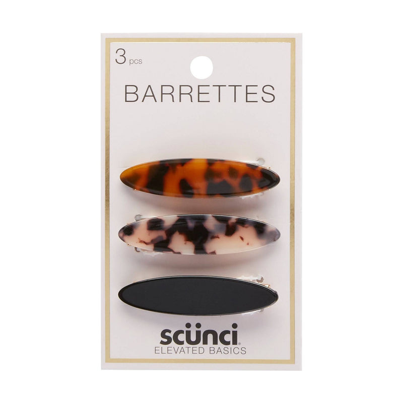 Scunci Elevated Basics Hair Barrettes, Assorted Colors, 3-Pieces
