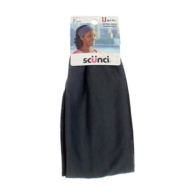 Scunci Effortless Beauty Extra Wide Hairbands, Black, 2 Count