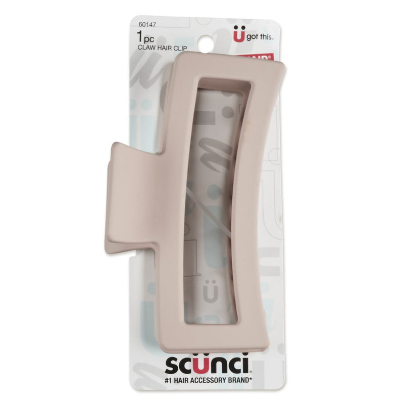 Scunci Soft Touch Open Cut Rectangle Claw Clip, Blush Beige, 1-Piece
