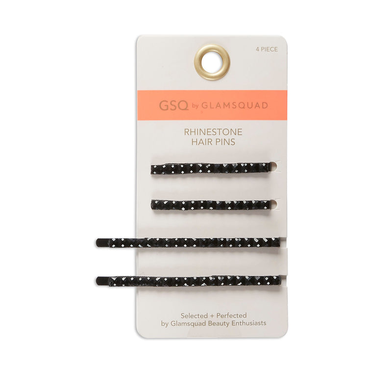 GSQ by Glamsquad Rhinestone Hair Pins, Black, 4-Pieces