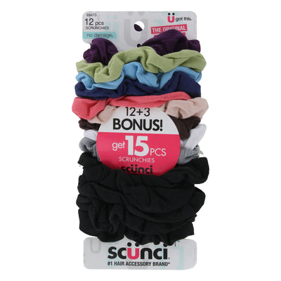 Scunci No Damage Hair Scrunchies, Assorted Colors, 15-Pieces