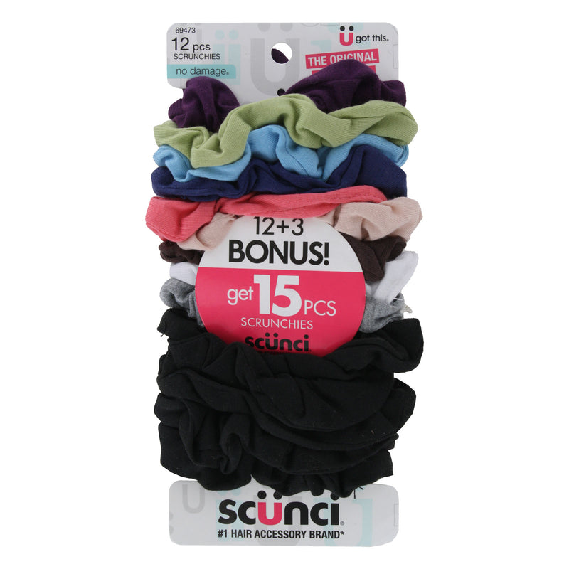 Scunci No Damage Hair Scrunchies, Assorted Colors, 15-Pieces