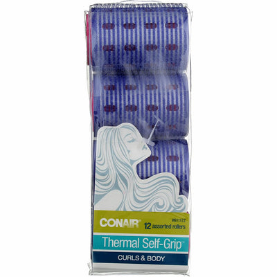 Conair Thermal Self Grip Rollers, Assorted Colors, 12-Pieces