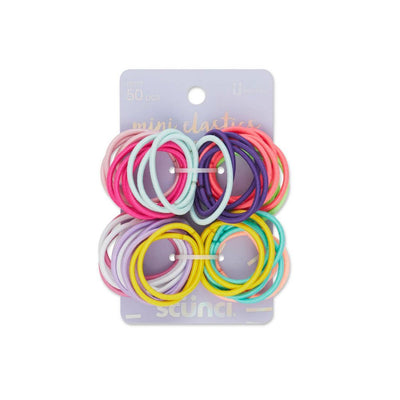 Scunci Kids Mini Elastic Hair Ties, Assorted Pastel Brights, 50-Pieces
