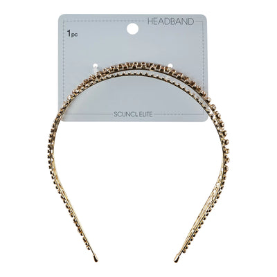 Scunci Elite Triple-Strand Gold Rhinestone Metal Headband, 1-Piece