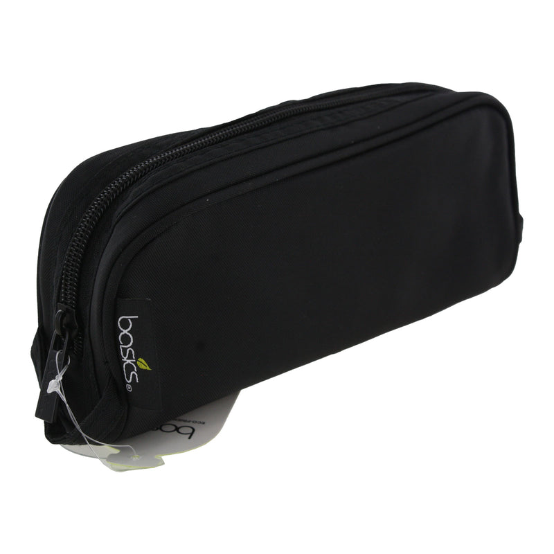 Basics Eco-Friendly Zipper Cosmetic Pencil Case, Black - 1 Bag