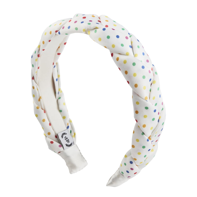 The Home Edit Braided Satin Headband, Rainbow Polka Dot, 1-Count