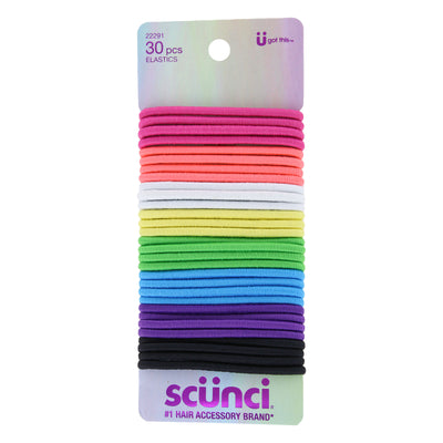 Scunci U Got This 4MM Hair Elastics, Assorted Colors, 30-Pieces