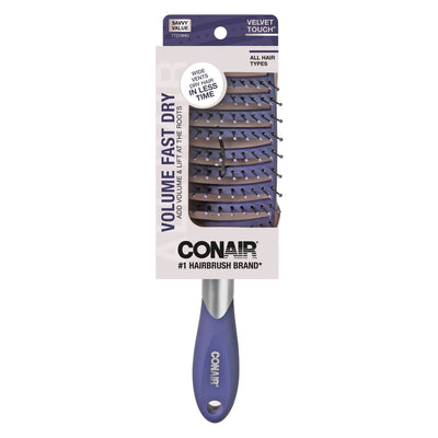 Conair Velvet Touch Concave Vent Hair Brush, Purple, 1-Count