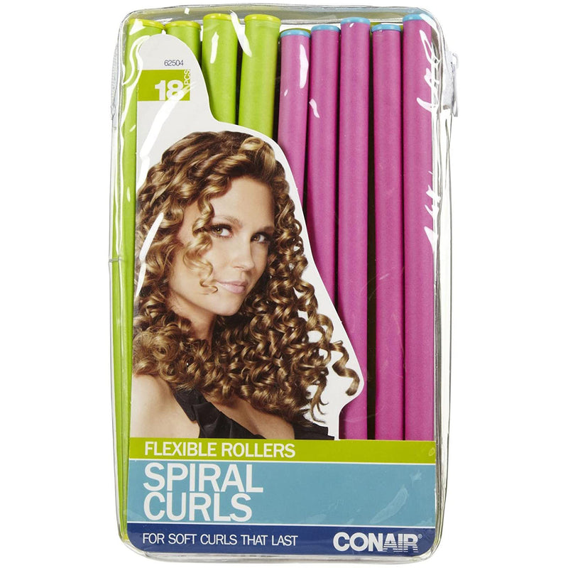Conair Spiral Rollers, Assorted Colors, 18-Count