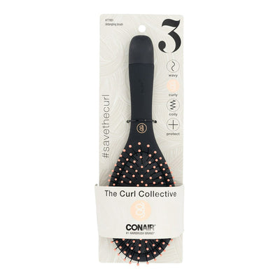 Conair THE CURL COLLECTIVE Curly Hair Detangling Cushion Brush, Black, 1 Count