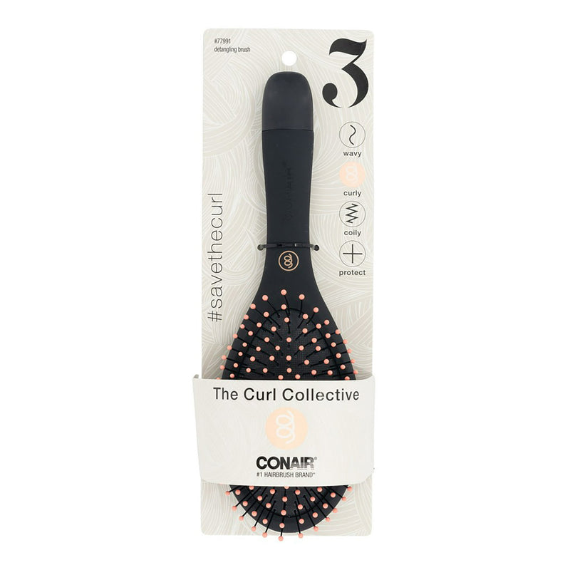 Conair THE CURL COLLECTIVE Curly Hair Detangling Cushion Brush, Black, 1 Count