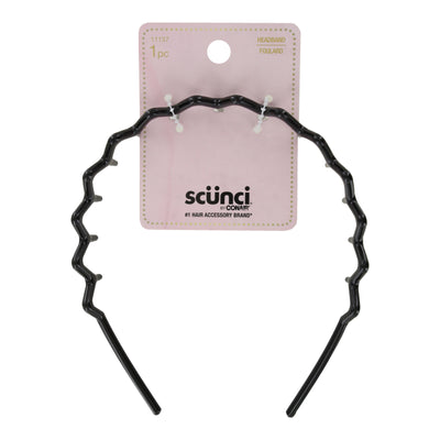 Scunci Zigzag Headband for Women – 1 Count, Stylish and Flexible Headband for All Hair Types (Color May Vary)