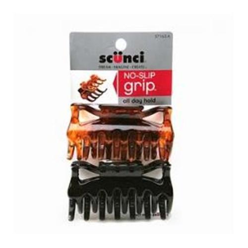 Scunci No Slip Grip Hair Jaw Clips, Assorted Colors, 2-Pieces