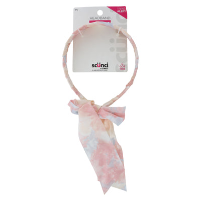 Scunci Scarf Headband, Trendy Fabric-Covered Design with Bow Accent, Comfortable Fit for All-Day Wear, 1-Count