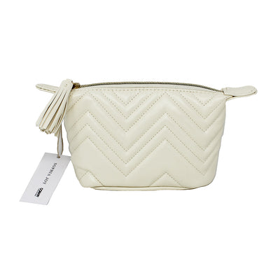 Conair Sophia Joy Chevron Ivory Small Zippered Cosmetic Pouch