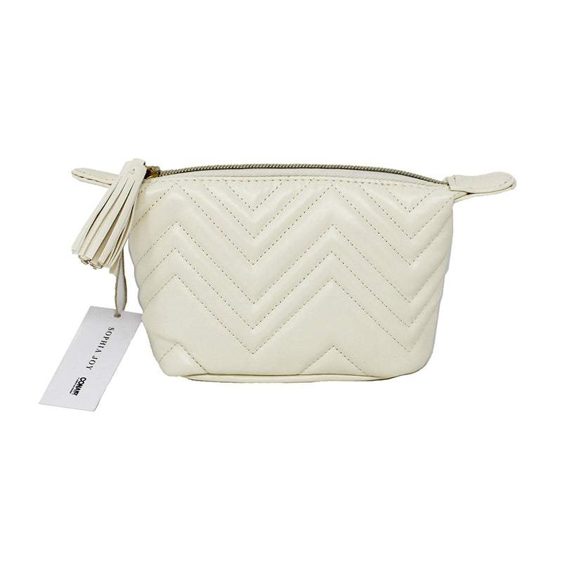 Conair Sophia Joy Chevron Ivory Small Zippered Cosmetic Pouch