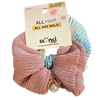 Scunci The Original Scrunchie All Hair All Day Hold Scrunchies, Assorted Pink & Blue Ribbed Velvet, Soft No-Damage Hair Ties for Ponytails & Buns, 2 Count - Image 1
