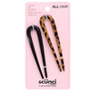 Scunci All Hair French Hair Pins 2-Pack – Tortoise & Black U-Shaped Hair Sticks for Bun, Twist & Updo Styling – Secure Hold Barrettes for Thick, Curly & Fine Hair - Image 1