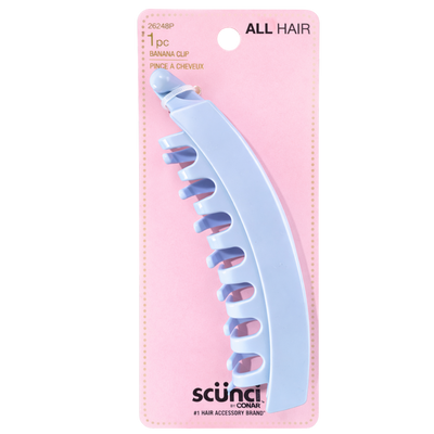 Scunci Banana Clip for All Hair Types, Large Curved Claw Comb Ponytail Holder, Secure All-Day Hold Hair Accessory for Women, 1 Count (Color May Vary)